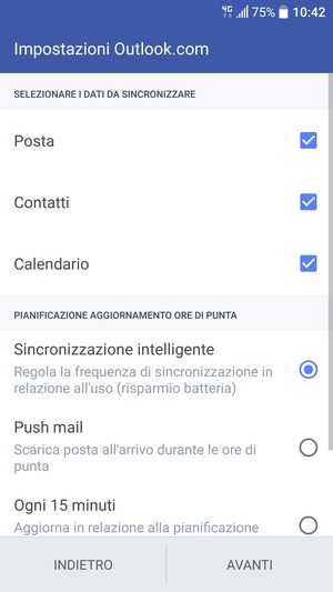 Seleziona AVANTI