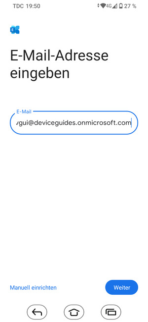 Geben Sie Ihre E-Mail-Adresse ein und wählen Sie Manuell einrichten