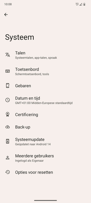 Selecteer Back-up