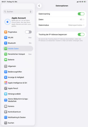 Schalten Sie Datenroaming an oder aus