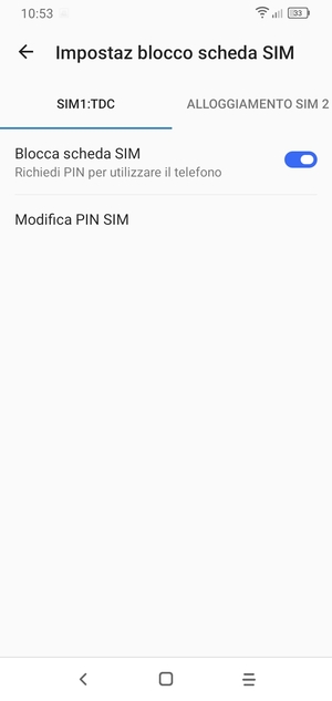 Seleziona Public e Modifica PIN SIM