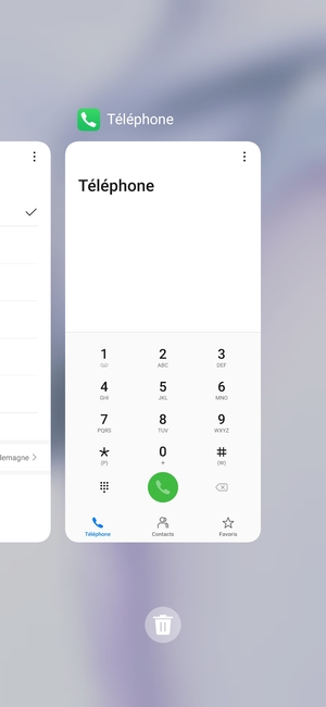 Sélectionnez l'icône Supprimer pour fermer toutes les applis en cours d'exécution