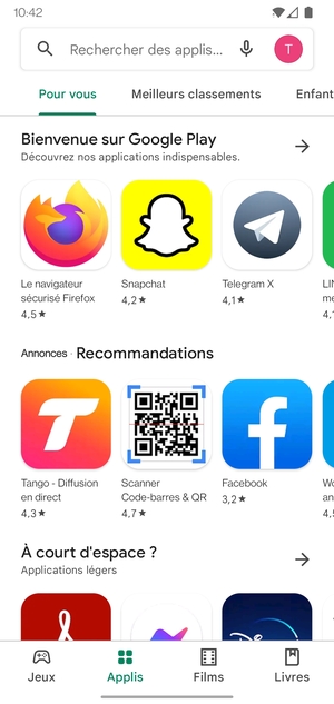 Sélectionnez la barre de Recherche