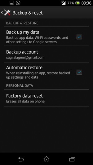 Select Backup account