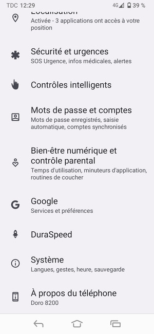 Faites défiler et sélectionnez Système
