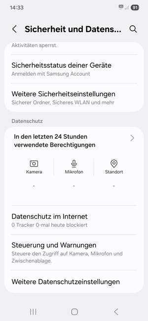 Scrollen Sie und wählen Sie Weitere Sicherheitseinstellungen