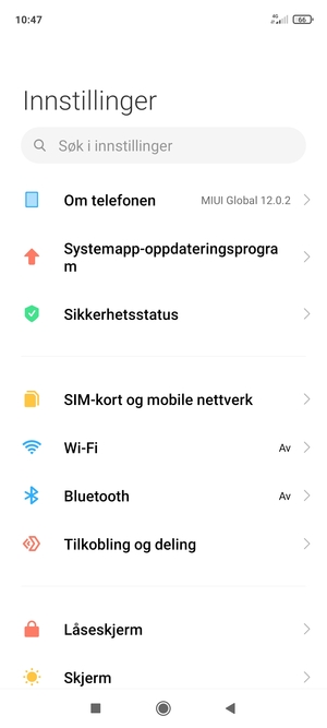 Velg Tilkobling og deling