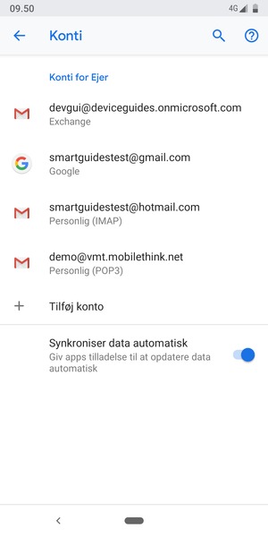 Vælg din Google konto