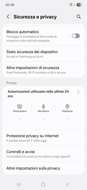 Scorri e seleziona Altre impostazioni di sicurezza