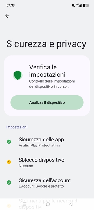 Per attivare il blocco dello schermo, vai al menu Sicurezza e privacy e seleziona Sblocco dispositivo
