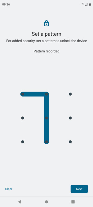 Draw an unlock pattern and select Next