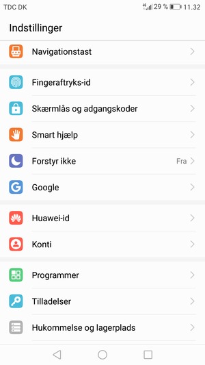 Scroll til og vælg Konti