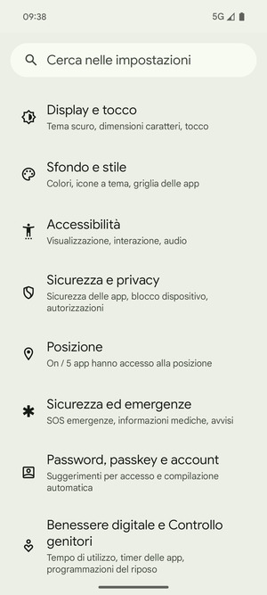 Scorri e seleziona Posizione