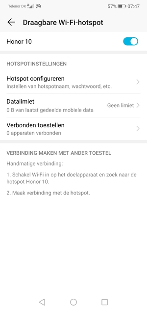 Uw telefoon is nu geïnstalleerd voor gebruik als modem