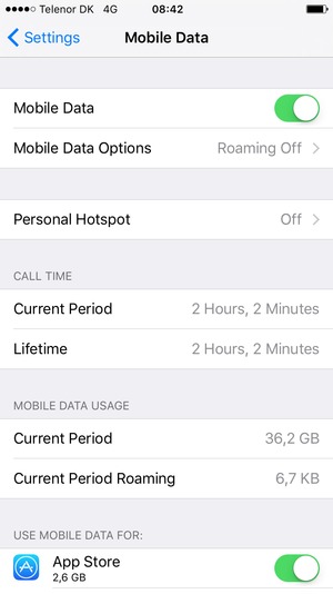 Select Mobile Data Options