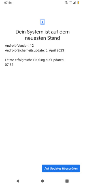 Falls Ihr Handy aktualisiert ist, wird Ihnen der folgende Bildschirm angezeigt