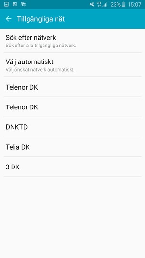 Välj en nätverksoperatör från listan