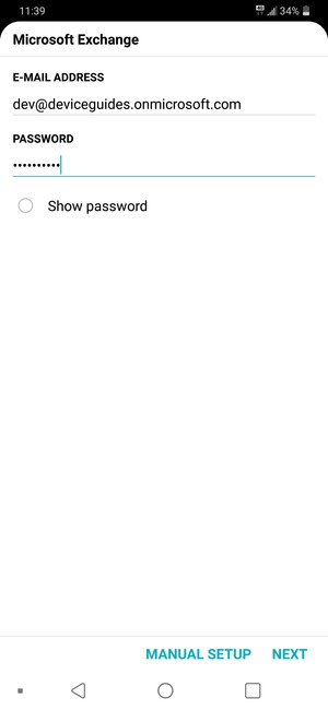 Enter your E-mail address and Password. Select MANUAL SETUP