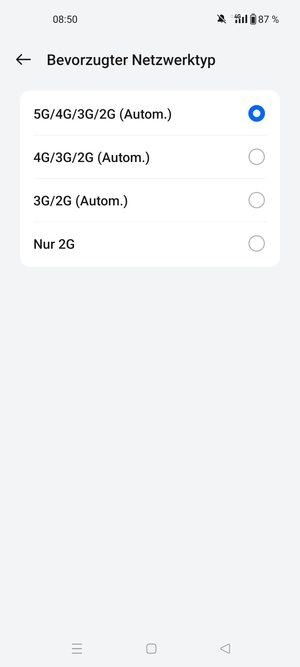 Wählen Sie die gewünschte Option