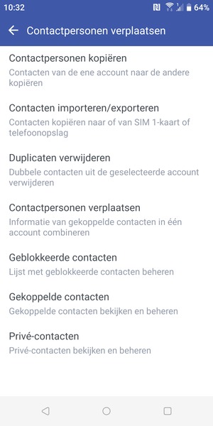 Selecteer Contacten importeren/exporteren 