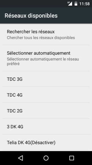 Sélectionnez un opérateur réseau dans la liste