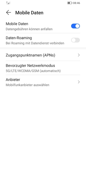 Wählen Sie Zugangspunktnamen (APNs)