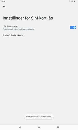 Din PIN-kode for SIM-kort er endret