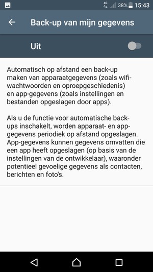 Schakel Back-up van mijn gegevens in