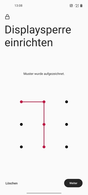 Zeichnen Sie ein Entsperrmuster und wählen Sie Weiter