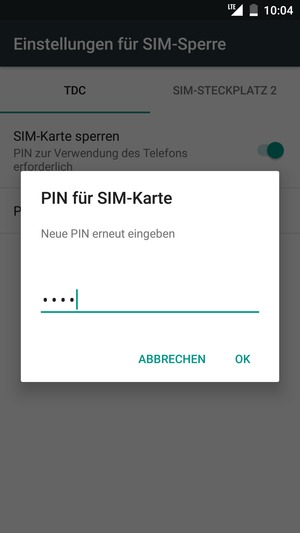 Bestätigen Sie Ihre neue PIN für SIM-Karte und wählen Sie OK