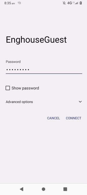 Enter the Wi-Fi password and select CONNECT