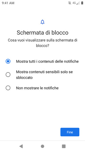 Seleziona la tua opzione preferita e poi Fine