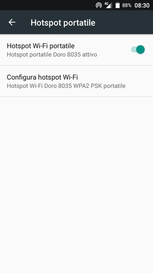 Il telefono è ora pronto per essere usato come modem