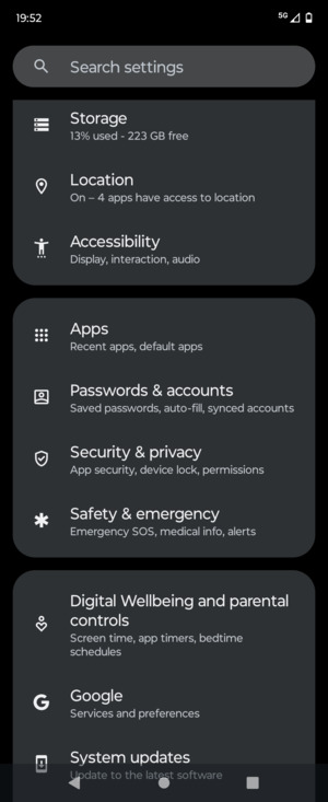 Scroll to and select Security & privacy