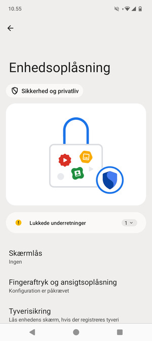 Vælg Skærmlås