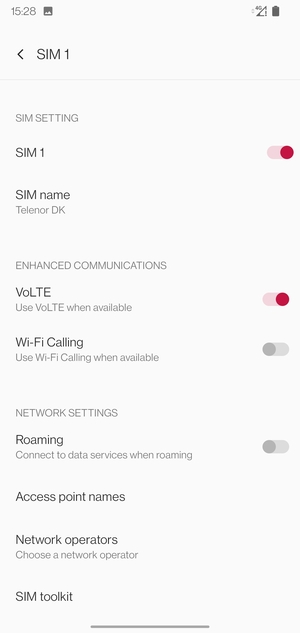 Select Access point names