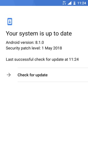 If your phone is up to date, you will see the following screen