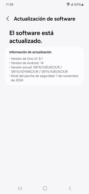 Si su teléfono está actualizado, verá la siguiente pantalla