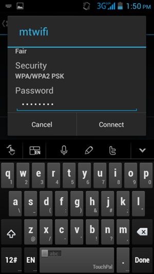 Enter the Wi-Fi password and select Connect