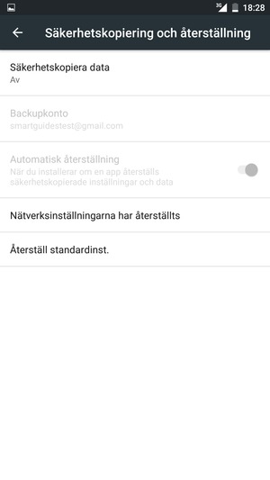 Välj Säkerhetskopiera data