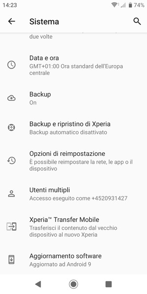 Scrorri e seleziona Aggiornamento software