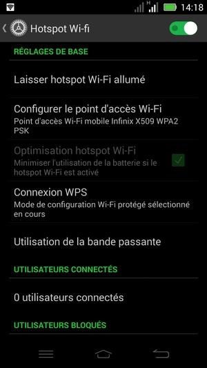 Votre téléphone est maintenant configuré pour être utilisé comme modem