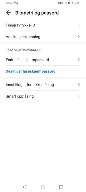 Telefonen din er nå sikret med en skjermlås