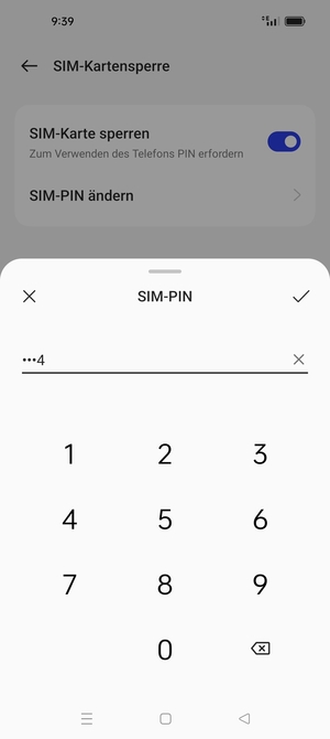 Geben Sie Ihre Aktuelle PIN für die SIM-Karte ein und wählen Sie OK