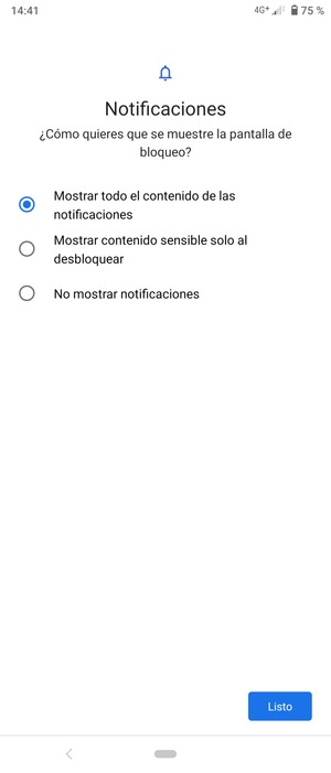 Seleccione la opción deseada y seleccione Listo