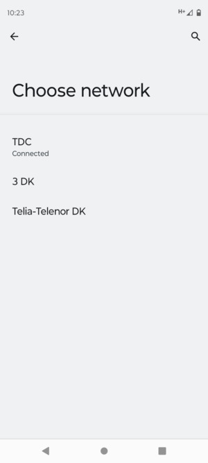 Select a network operator from the list