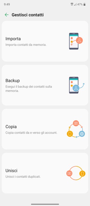 Seleziona Importa