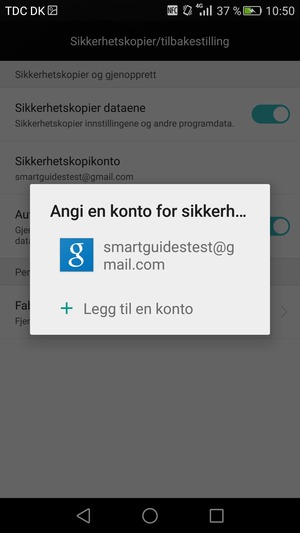 Velg sikkerhetskopi-kontoen din