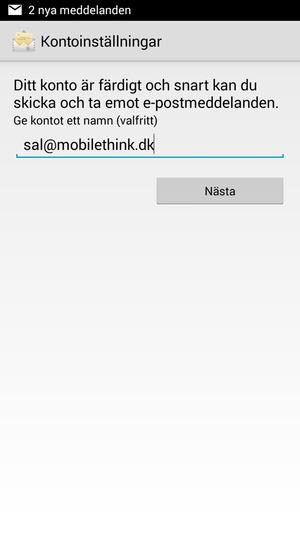 Ge ditt konto ett namn och välj Nästa