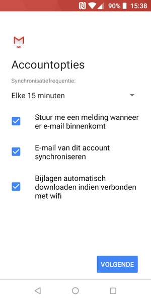 Selecteer VOLGENDE